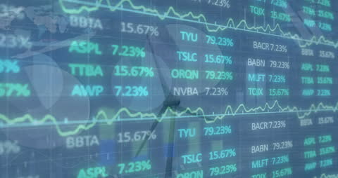 Stock Market Data Over Windmill Conceptual Digital Art