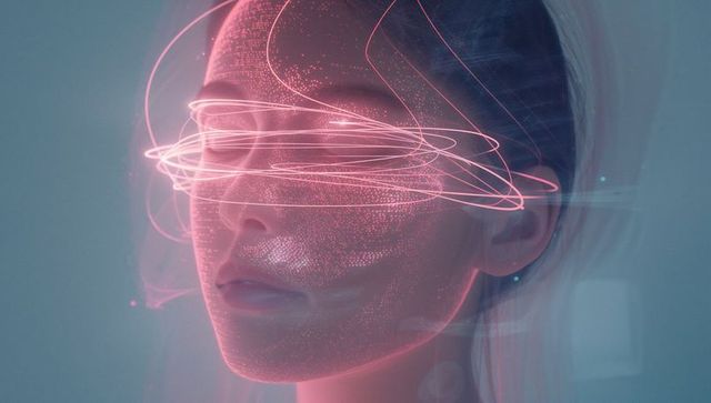 Futuristic Digital Portrait with Neon Swirling Light