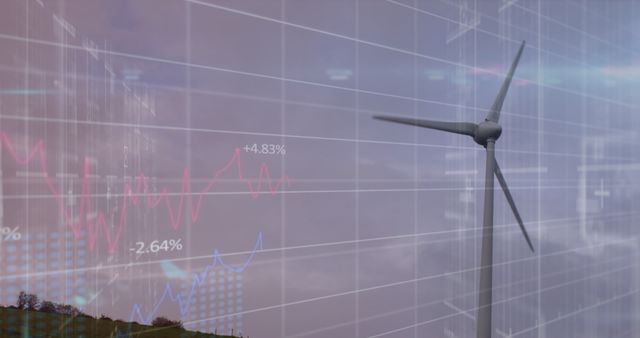 Wind Turbine and Financial Data Visualization Concept - Download Free Stock Images Pikwizard.com