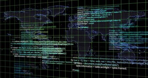 Futuristic Data Visualization with Dotted World Map and Code