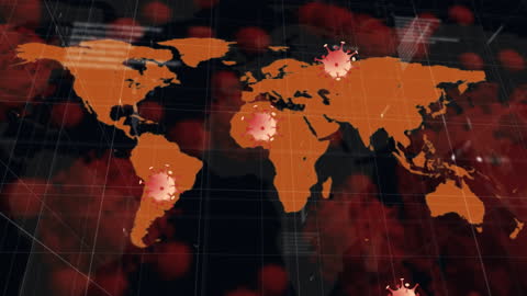 Global Pandemic Impact Illustrated on Digital World Map