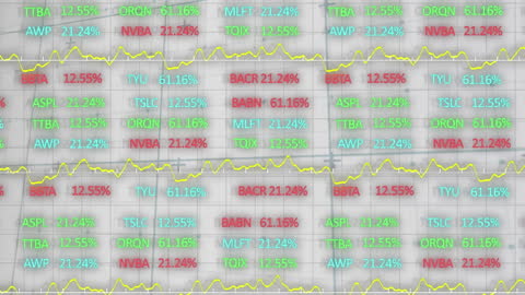 Animated Financial Data Overlay with Crowd in Urban Setting