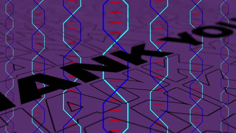 Thank You Text with Digital DNA Strands Overlay