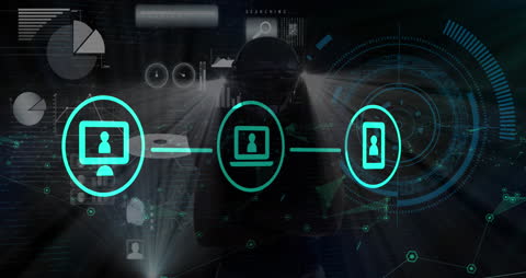 Futuristic Digital Connection in Holograph Interface Design
