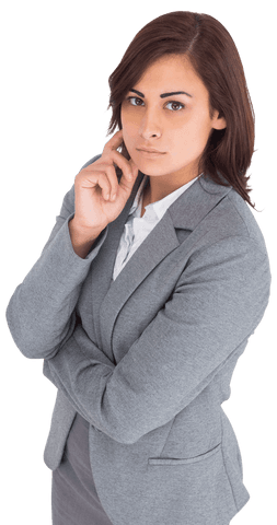 Serious Caucasian Businesswoman in Gray Suit Transparent Image