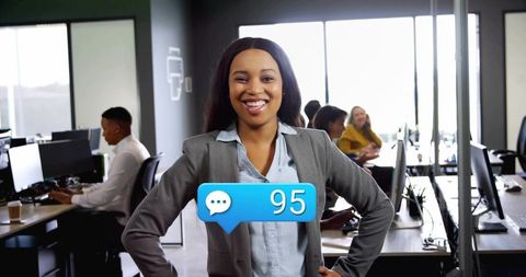 Confident Businesswoman Leading Team in Modern Workspace