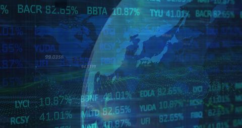 Abstract stock market display with global technology concept