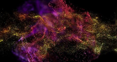 Vibrant Neon Particle Clouds in Motion Against Black Background - Download Free Stock Images Pikwizard.com