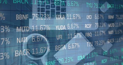 stock market data overlay on office equipment - Download Free Stock Images Pikwizard.com