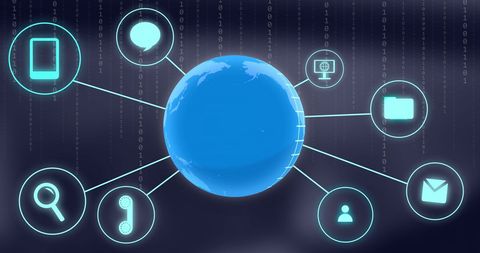 Global Network Connections with Communication Icons - Download Free Stock Images Pikwizard.com