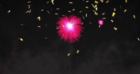 Festive Fireworks and Gold Confetti in Night Sky - Download Free Stock Images Pikwizard.com