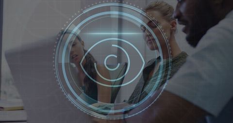 Colleagues Collaborating on Cybersecurity Strategy with Digital Overlay - Download Free Stock Images Pikwizard.com