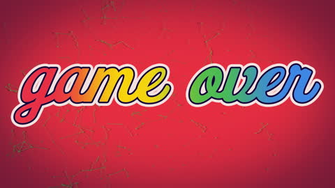 Colorful Game Over Text on Red Background