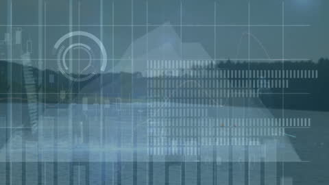 Futuristic Data Visualization Transforming Scenic Seascape