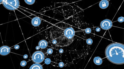 Global Network Connections with Data Security Icons