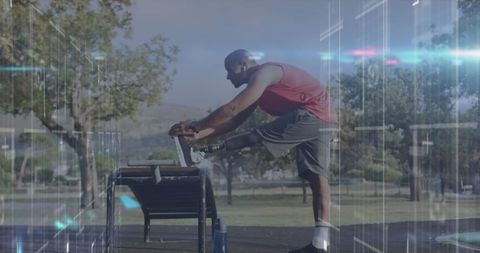 Male Athlete with Prosthetic Leg Exercising at Park Aerodynamic Effect