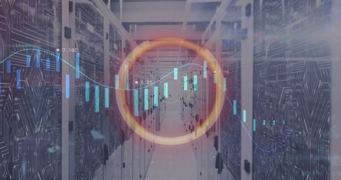 Digital Interface with Data Overlay on Server Room - Download Free Stock Images Pikwizard.com