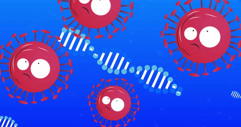 Animated Red Virus Cells and DNA Strand Concept