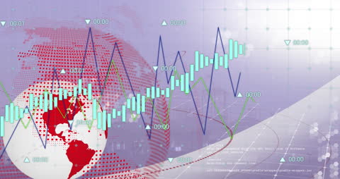 Global Financial Data with Rising Graphs Over Earth