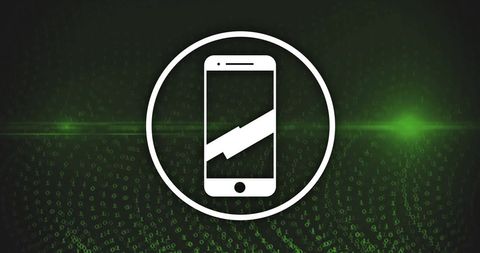 smartphone icon on green binary background symbolizing digital interface - Download Free Stock Images Pikwizard.com