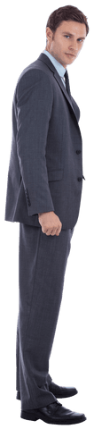 Transparent Confident Businessman in Formal Gray Suit