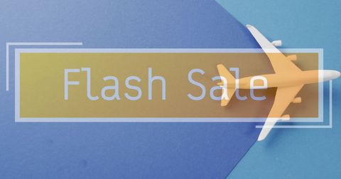 Flash Sale Announcement with Plane and Blue Background