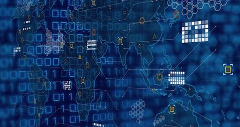 Global Data Network with Icons and Processing Interfaces - Download Free Stock Images Pikwizard.com