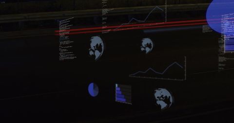 Conceptual interface with data visualizations over night city traffic