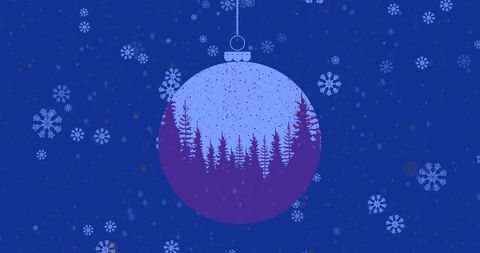 Winter Snowflakes on Christmas Ornament with Forest Scene