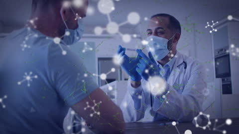 Doctor Analyzing Molecular Data with Futuristic Interface