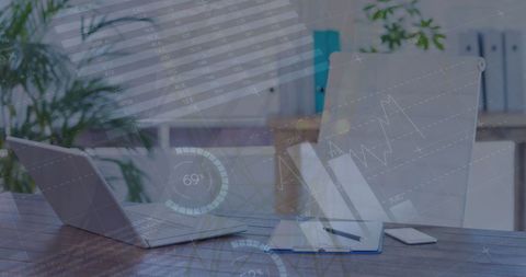 modern workspace with digital data visualization overlay - Download Free Stock Images Pikwizard.com