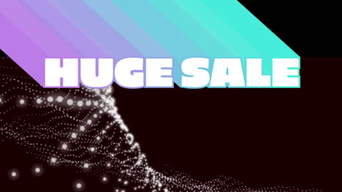 Huge Sale Animation with Light Streaks on Dark Background