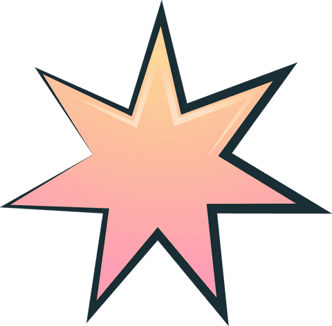 Transparent floating eight-pointed star burst illustration