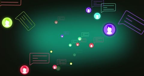 Digital communication network with speech bubbles on green