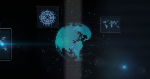 Digital Data Processing Over Earth Hologram Interface - Download Free Stock Images Pikwizard.com