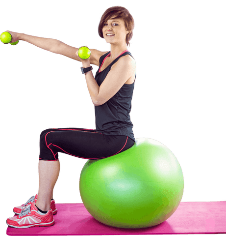 Transparent Background Woman Exercising with Dumbbells on Fitness Ball - Download Free Stock Videos Pikwizard.com