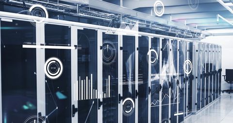 abstract digital interface over computer server room - Download Free Stock Images Pikwizard.com
