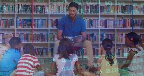 Educator Engaging Children with Interactive Digital Learning