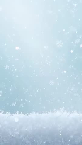 Looping Vertical Video Drifting Snowflakes Over Frosty Snowbank Soft Bokeh Gentle Snowfall
