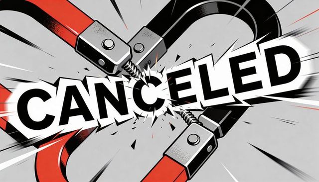 Colliding canceled lettering shattering under magnetic clamps and screws pop art comic