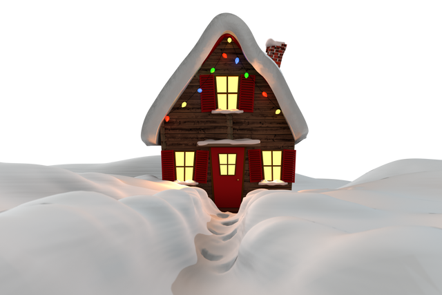 Christmas Wooden House Covered in Snow with Colorful Lights in Winter - Download Free Stock Videos Pikwizard.com