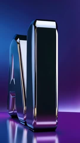 Looping Vertical Video Gliding Spotlight Revealing Metallic 3D Letters A to I