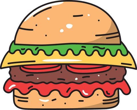 delicious cheeseburger illustration on transparent background - Download Free Stock Videos Pikwizard.com