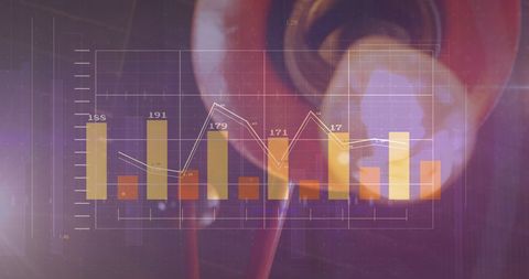Financial data processing with light bulb conceptual overlay