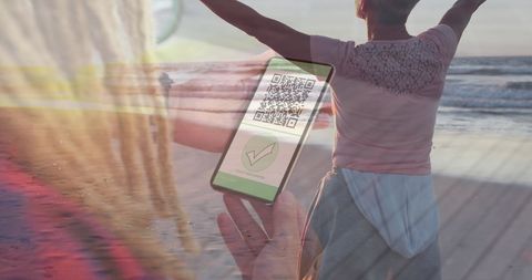 Digital Vaccine Passport and Joyful Beach Freedom - Download Free Stock Images Pikwizard.com