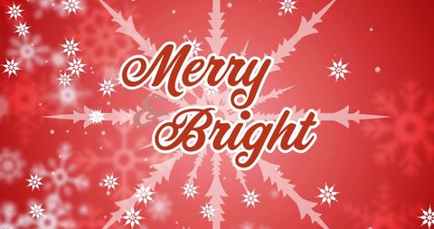 Festive Merry and Bright Christmas Message on Red Background