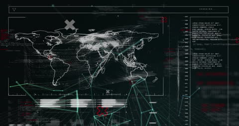 Global Digital Interface with World Map Animation