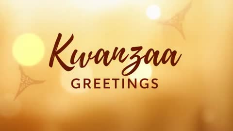 Kwanzaa Greetings Animated Gold Bokeh Card with Floating Triangles and Warm Flares