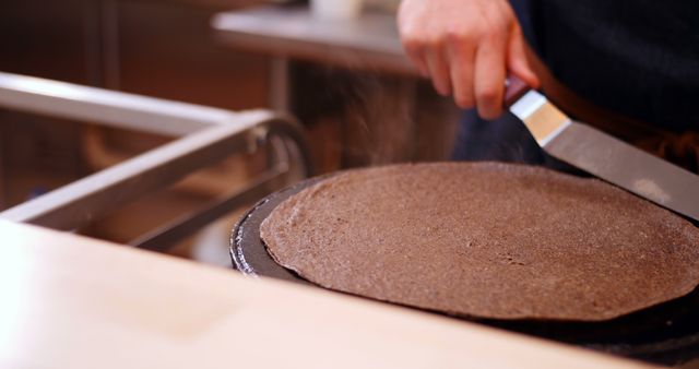 Chef Making Savory Crepes on Hot Griddle in Restaurant Kitchen - Download Free Stock Images Pikwizard.com