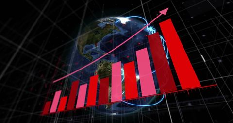 Rising Bar Graph on Globe with Global Data Art - Download Free Stock Images Pikwizard.com
